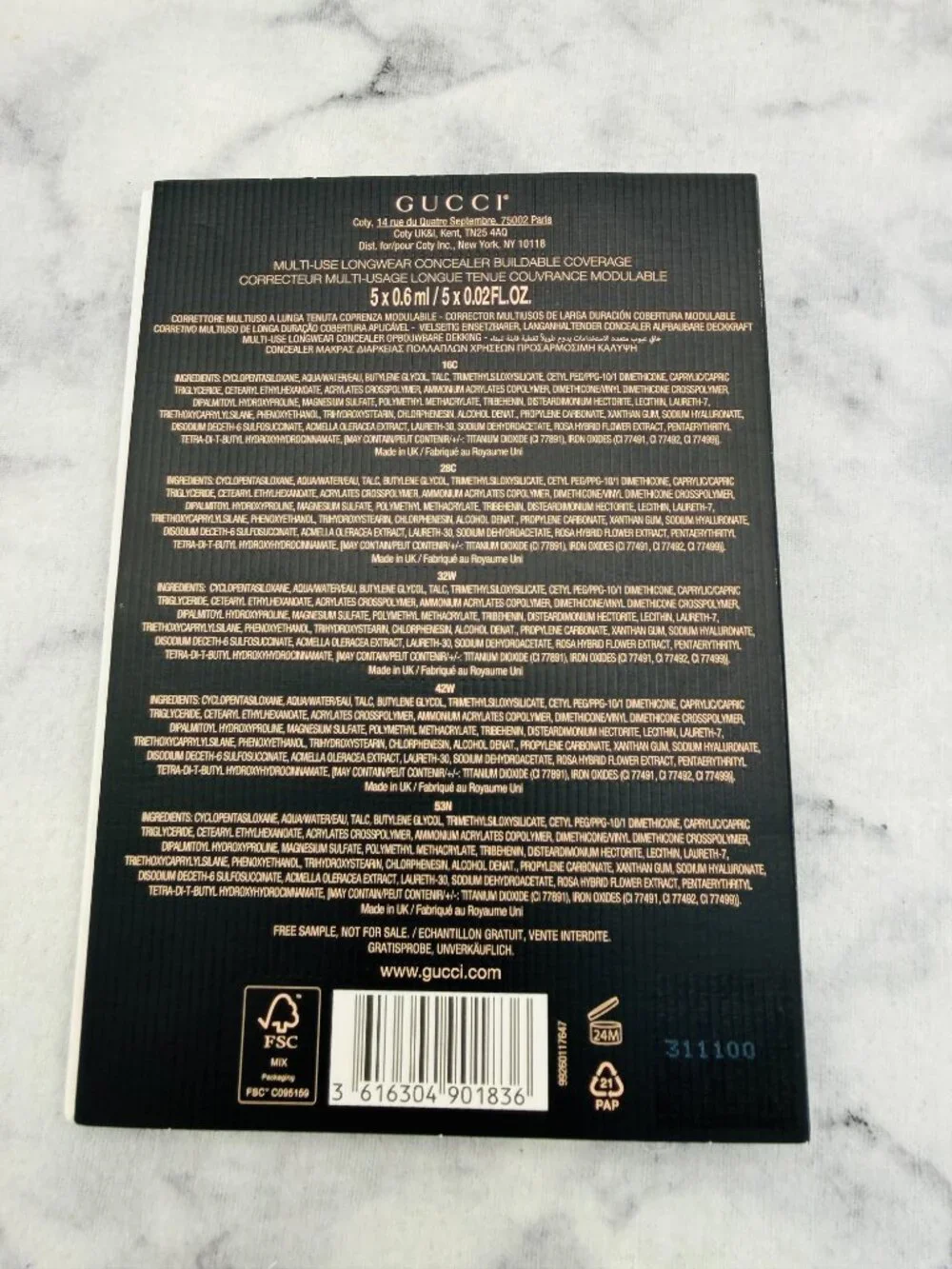 Gucci Beauty Gift Set- 5XLongwear Concealer&5XTinted Moisturizer Sampler-2pc-NEW